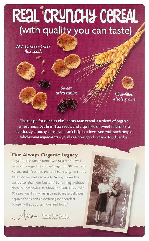 14 Natures Path, Cereal Flax Plus Raisin Bran Organic, Ounce
