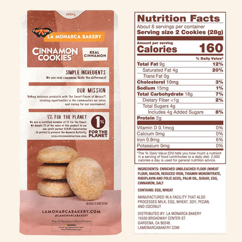 6 (Pack 3), Cinnamon Cookies, Ounce of Mexican Shortbread Cookies Lightly Dusted with Cinnamon and Sugar by La Monarca