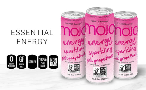 10.8 Oz (Pack 12) MOJO Energy Sparkling Pink Grapefruit | Hydration Drink & Sports Drink | Electrolytes Beverage |