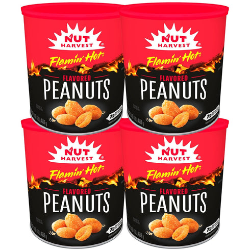 Nut Harvest, Flamin' Hot Peanuts, 16 oz Canisters, (4 Pack)