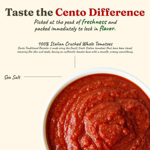 Cento 24 Oz (Pack 6) 100% Tomato Passata of Fresh Italian Sieved Tomato Puree for Homemade Pasta Sauce, Soup, Pizza