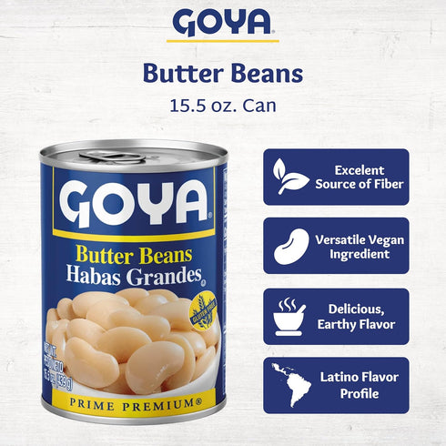 Pack 2 (15.5 oz Goya Butter Beans Canned, Creamy and Flavourful Lima, Pantry Staple, of Cans)