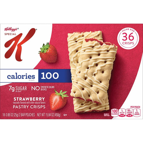 100 15.84oz (36 Special K Bar Pastry Crisps, Calories, Breakfast Bars, Value Size, Strawberry, Box Crisps)