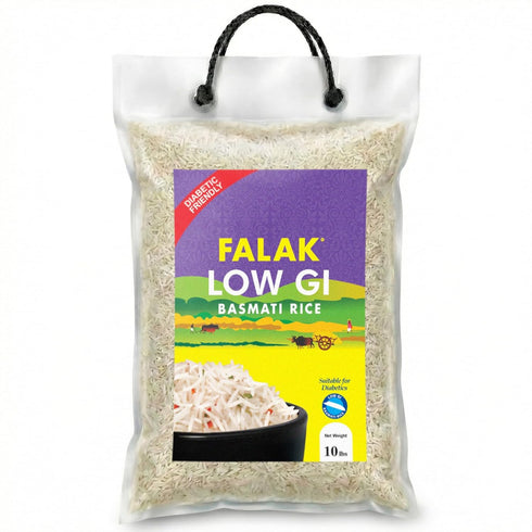 Falak Low Gi Basmati Rice 10lb - Resealable Bag - Naturally Aromatic,