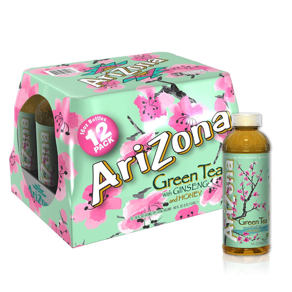 Arizona Green Tea with Ginseng and Honey, 16 Fl Oz (Pack of