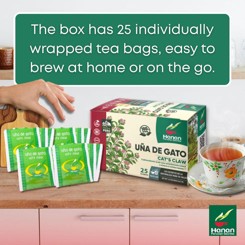 25 Hanan Cats Claw Tea Ua de Gato Herbal Teabags Wild Una de Gato Tree Bark Herb From Perus Amazon Lush of Peru