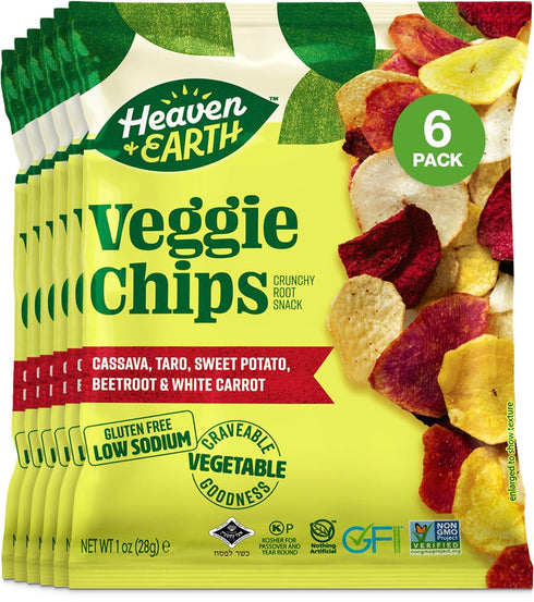 Heaven & Earth Veggie Chips, Root Vegetable Medley Chips 1oz (6 Pack)