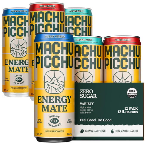 MACHU PICCHU 12-Pack Variety Zero Sugar Energy Mate Drink Non-Carbonated Yerba Mate,