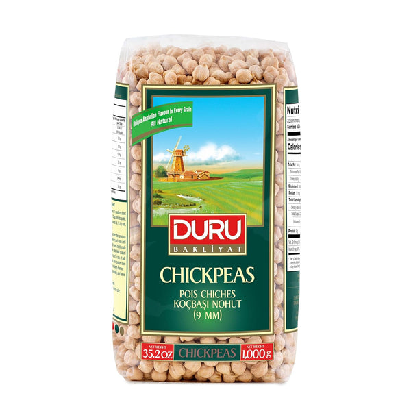 Duru Chickpeas 9mm, 35.2oz (1000g), 100% Natural and Certificated, Non-GMO, Great for