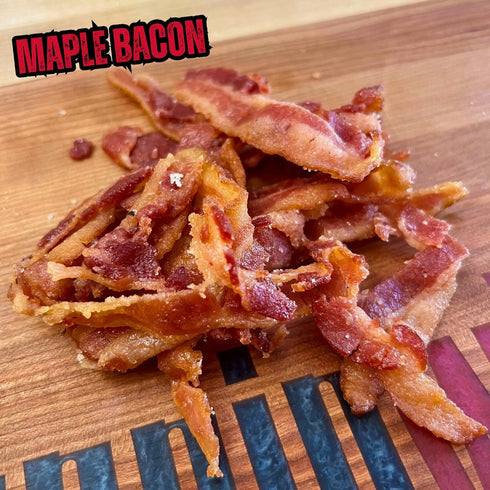 100% 4oz (2 2oz Delicious Maple Bacon Jerky Made from Real Uncured Bacon Thick-Cut, Sweet & Savory Candied Bacon Strips