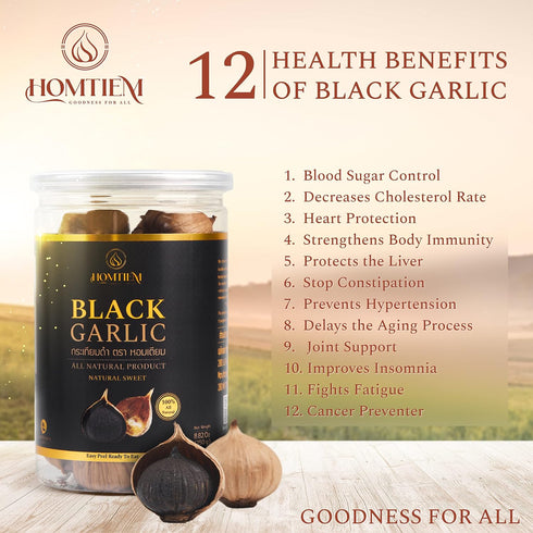 Homtiem Black Garlic 8.82 Oz (250g), Whole Fermented Black Garlic, Non-GMOs, High in Antioxidants, Ready to Eat