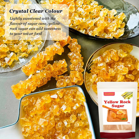 QuvgnEther 350g/12.35oz Large Sized Yellow Rock Sugar Made of Cane Rock Sugar for Pho & Cooking