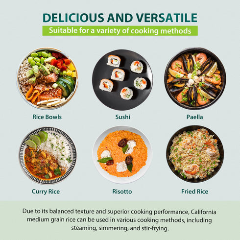 2 (32 Soeos Sushi Rice, Medium Grain, White Sticky Rice for Sushi Rolls and Japanese Food, Calrose Rice, Pound Ounce)