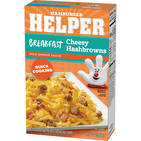 (5.5 oz 12 Pack) in3 Hamburger Helper BREAKFAST Cheesy Hashbrowns Meal - No Artificial Flavors, Ready Easy Steps, Quick
