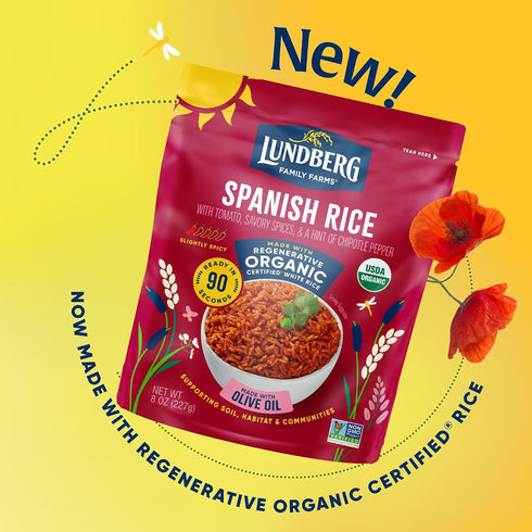 90 8oz Lundberg Organic Spanish Rice - Microwave Ready in Seconds, Regenerative Organic Lightly Seasoned White Jasmine
