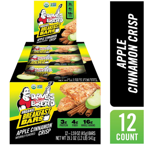 12 Count Dave's Killer Bread Apple Cinnamon Crisp Naturally Flavored Organic Breakfast Bars