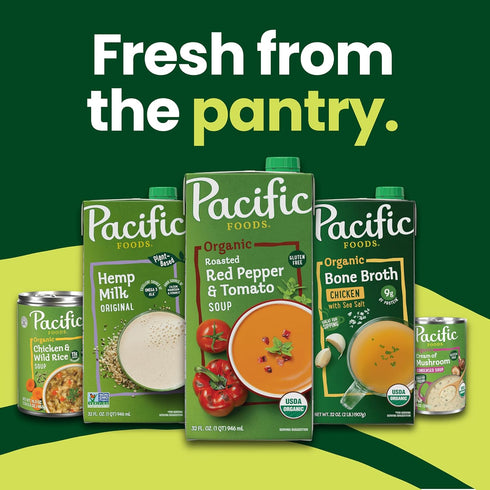 32 oz (Pack 5) Pacific Foods Original Ultra Soy Milk, Plant Based Milk, Carton