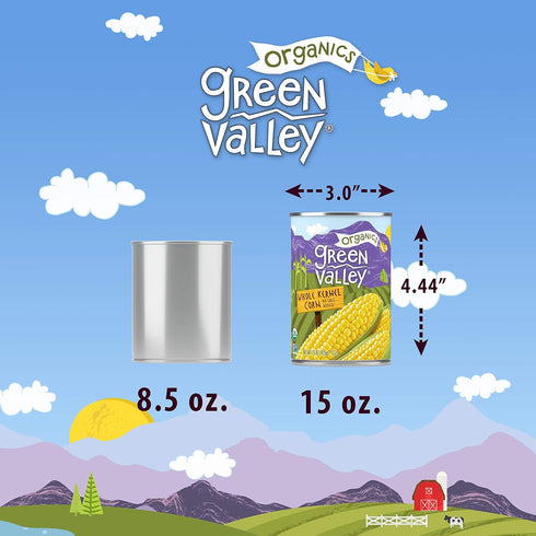 100% 15 (Pack 12) Green Valley Organics Whole Kernel Corn | Certified Organic | Non-GMO Project Verified | Supersweet