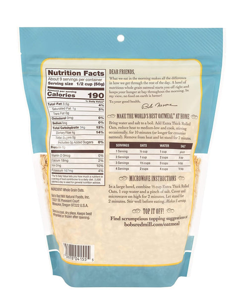 16 Oz (Pack 1) Bob's Red Mill Extra Thick Rolled Oats, of - Non GMO, Whole Grain, Vegan, Kosher