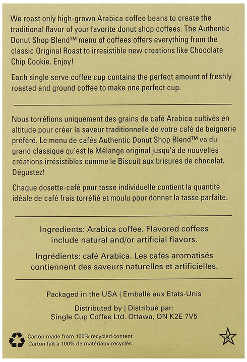 Authentic Donut Shop Blend Chocolate Chip Cookie Single Cup Coffee for Keurig K Cup Brewers, 24 Count