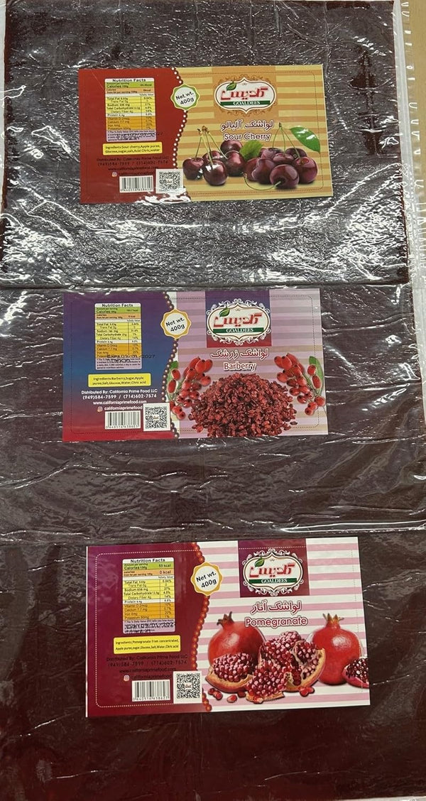 Generic Lavashak/Sour Cherry, Pomegranate and Barberry Fruit Leather Large With Pulp 400 grams
