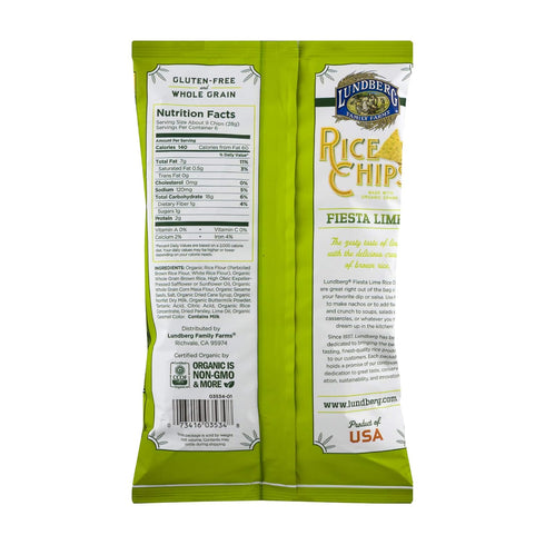 6 oz (Pack 12), Lundberg Rice Chips, Fiesta Lime, of Gluten-Free, Made with Organic Grains