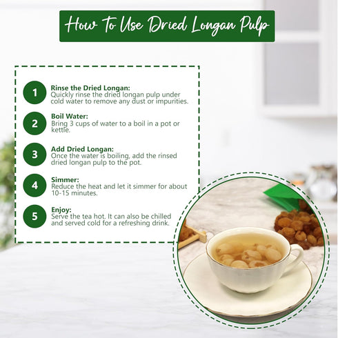 16 Oz, NPG Dried Longan Pulp Meat Fruit, Gui Yuan, Lung Gan, No Additives, Edible, Perfect for Teas, Snacks, Desserts