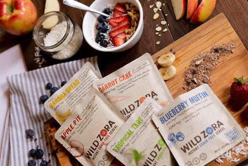 Wild Zora Instant Grain-Free Hot Cereal - Paleo Friendly Breakfast, Oatmeal Substitute, Gluten Free, 5-Pack Variety