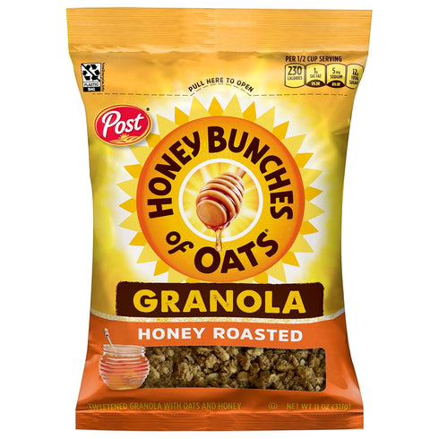 11 OZ (Pack 5) Honey Bunches of Oats Honey Roasted Granola Cereal, Bag
