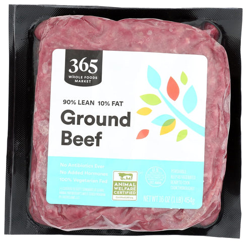365 by Whole Foods Market Ground Beef 90% Lean/10% Fat, 16 OZ