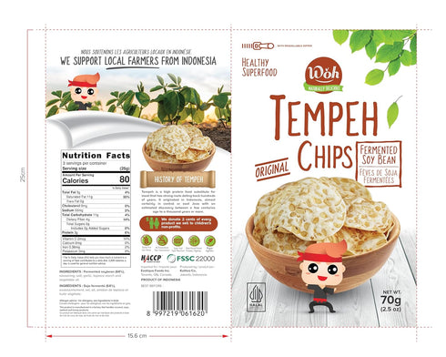 Woh (Pack 2) Tempeh Chips Fermented Soy Bean Original