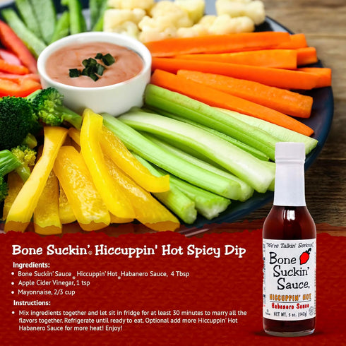 5 oz. Bone Suckin' Hiccuppin' Hot Habanero Sauce - - Mother Nature's Habanero Heat Infusion - Perfect on All Foods