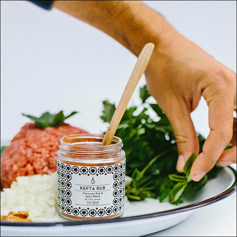Villa Jerada, Moroccan Kefta Rub & Spice Seasoning Mix Blend, Use on Eggs, Shakshuka, Kofta, Braises & Grills, 1.76 oz (Pack of 1) (KEFTA RUB - 1 JAR *)