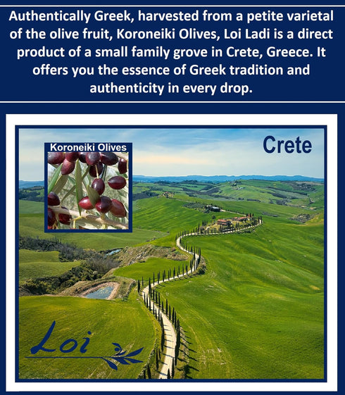 33.8 Oz. Loi Ladi - Extra Virgin Olive Oil from Crete, Greece by Chef Maria Loi, Authentic and Unfiltered - Fl.