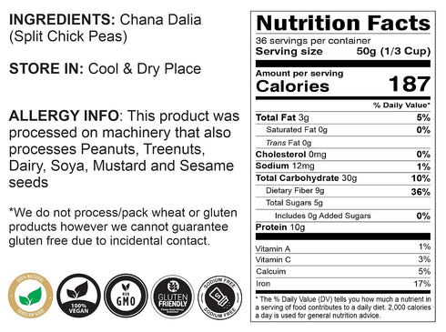 4lbs (64oz) Asian Kitchen Daliya Split (Roasted Split Chickpeas Dalia) ~ All Natural | Vegan | Indian Origin