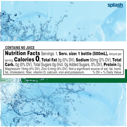 8 Oz, Pack 12 SPLASH REFRESHER Lemon Flavored Water, Fl Plastic Bottle