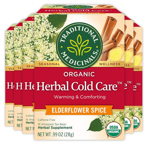 Traditional Medicinals Tea, Herbal Cold Care Seasonal Tea with Elderflower Spice, Kosher,