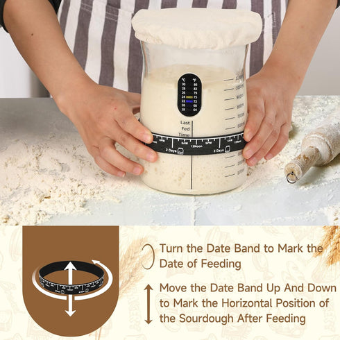 Coco Bird 50oz 17 2Set) Pro Sourdough Starter Kit- Large Capacity Sourdough Starter Jar, Flavorful Fermentation