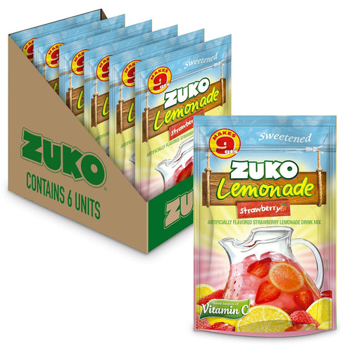 Zuko Strawberry Lemonade Powdered Drink Mix Family Pack, No Added Sugar Needed,