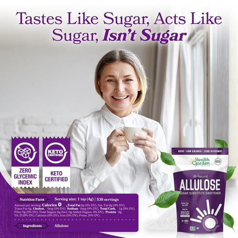 76oz Health Garden Allulose Sweetener, Sugar Substitute - Bag Allulose Granulated Sugar Substitute, Zero Calorie