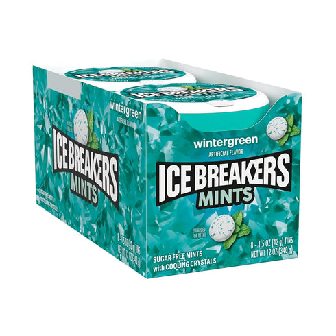 1.5 oz (8 Count) ICE BREAKERS Wintergreen Sugar Free Mints Tins
