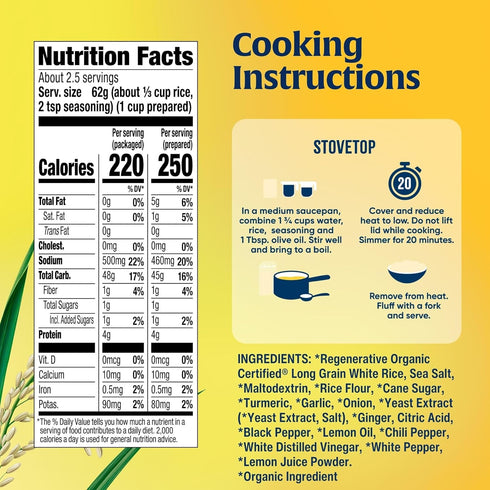 5.5oz Lundberg Organic Turmeric & Ginger Seasoned Rice - Regenerative Organic Certified Long Grain White Rice