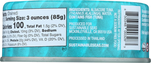 Sustainable Seas Albacore 5 , Tuna Chunky In Water, Ounce