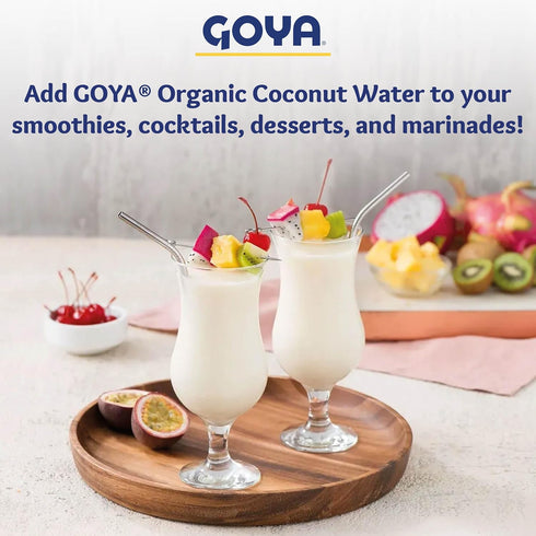 100% 2-Pack (16.9 oz Goya Organic Pure Coconut Water, Tropical Hydration for Smoothies, Mocktails, and Post-Workout