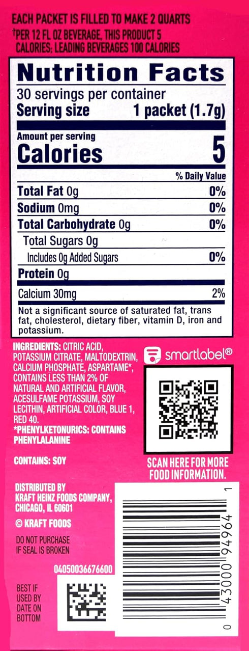 12-Quart 1.8-Ounce (Pack 10) Crystal Light Raspberry Lemonade Drink Mix, Canister