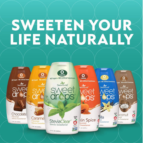 1.7 Oz (Pack 2) SweetLeaf Sweet Drops - Flavored Stevia Liquid Sweetener, Stevia Extract, Zero Calories, Gluten Free