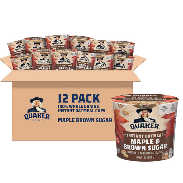 Quaker Instant Oatmeal Express Cups, Maple & Brown Sugar, 1.69 Ounce (Pack