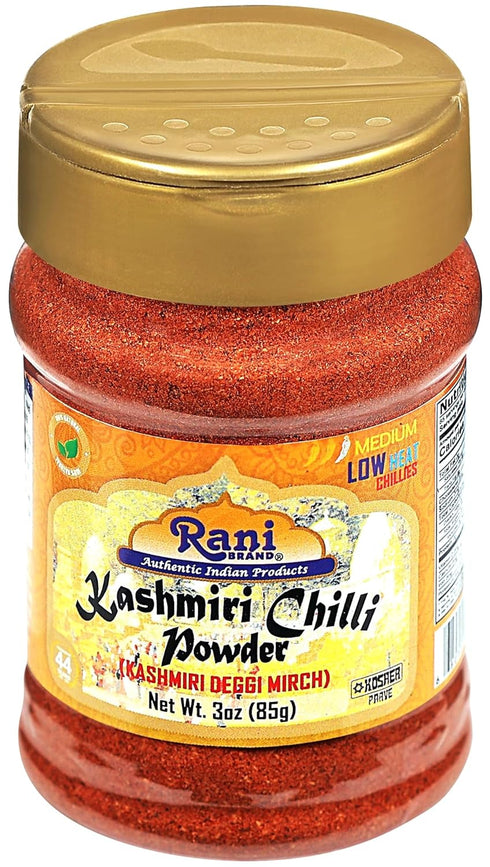 Rani Kashmiri Chilli Powder (Deggi Mirch, Low Heat) Ground Indian Spice 85g PET Jar ~ All Natural, Vegan, Kosher,