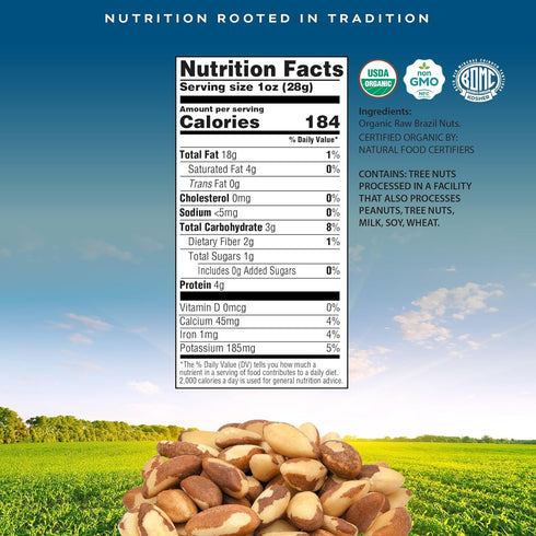 (16 Oz 1 LB) Packed CROP BY POP - Organic Raw Brazil Nuts - Fresh in Resealable Bag - USDA Organic, Non GMO - Naturally