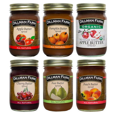 Dillman Farm Fruit Butter Variety Pack (6 pack)| Apple Butter, Pumpkin Butter,